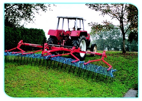 Tractor and Grass Harrow